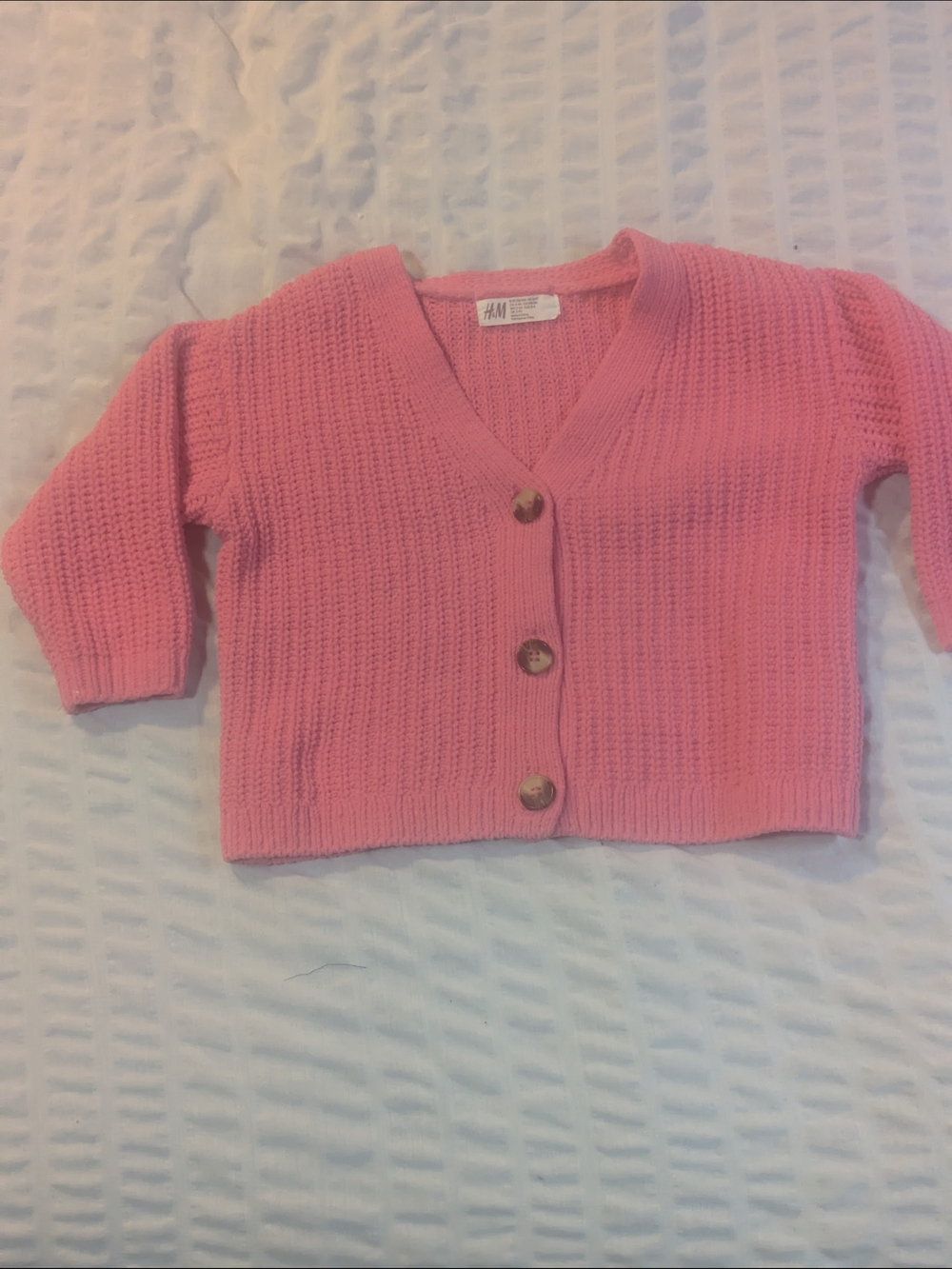 H&M Pink Knit Button-Up Baby Cardigan